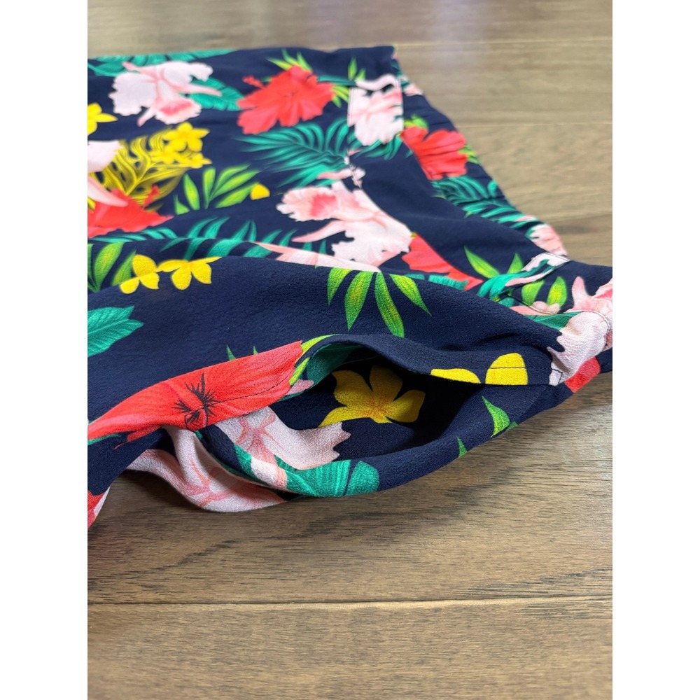 Soft‎ Surroundings Tropical Floral Wide Leg Pants Navy Blue Red PS Petite Small - Picture 3 of 10